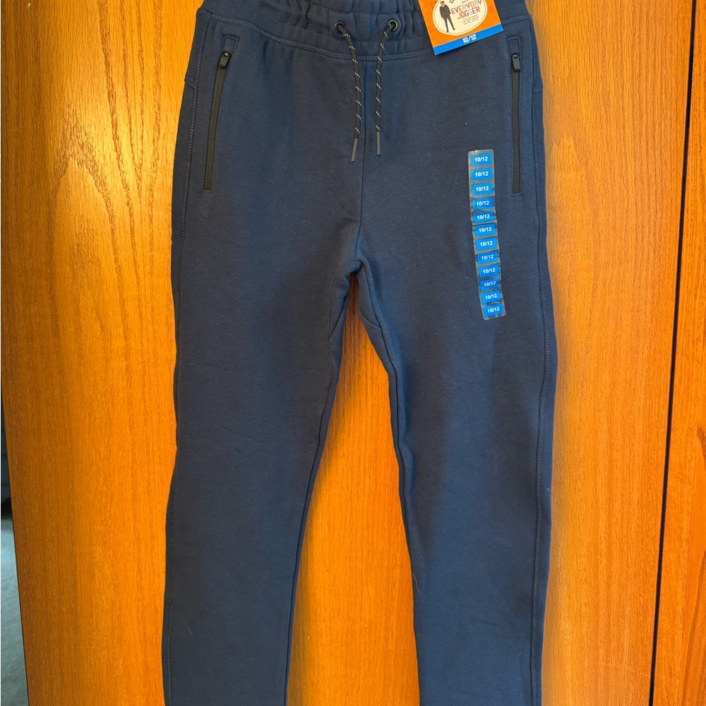 Kids Navy Joggers with Zipper Pockets